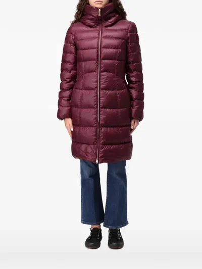 Peuterey Quilted Hooded Coat In Purple