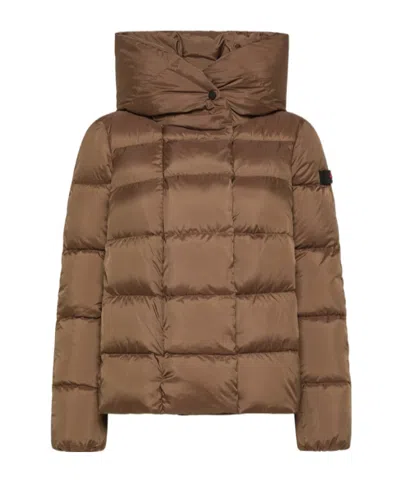 Peuterey Quilted Hooded Jacket In Brown
