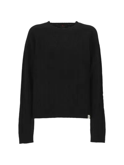 Peuterey Raglan-sleeve Cable-knit Sweater In Black