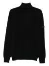 Peuterey Relaxed Fit Black Turtleneck Sweater With Ribbed Details In Black