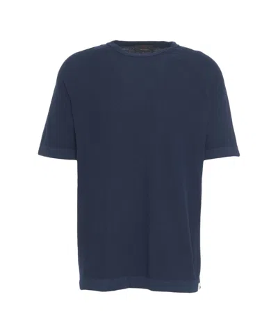 Peuterey Relaxed Fit Terry T-shirt With Ribbed Collar In Black