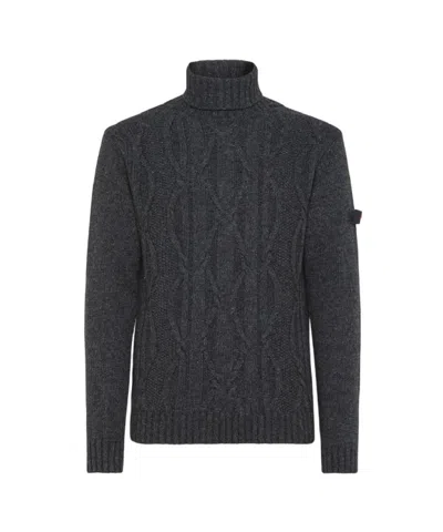 Peuterey Ribbed Collar Sweater In Grey