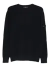 Peuterey Classic Black Crewneck Sweater With Ribbed Details In Black
