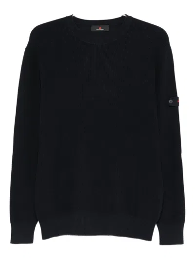 PEUTEREY RIBBED KNIT BLACK CREW NECK SWEATER