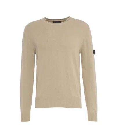 Peuterey Ribbed Knit Cotton Sweater In Neutrals