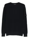 Peuterey Classic Black Crewneck Sweater With Ribbed Details In Black