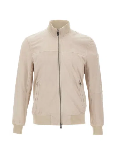 Peuterey Ribbed Suede Jacket In Neutral