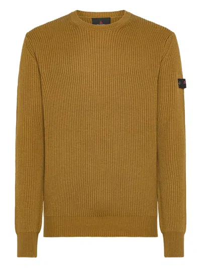 Peuterey Ribbed-wool Crew-neck Sweater In Brown