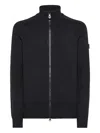 Peuterey Ribbed Zip-up Cardigan In Blue