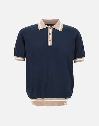 Peuterey Rolle Navy Blue Cotton Polo Sweater