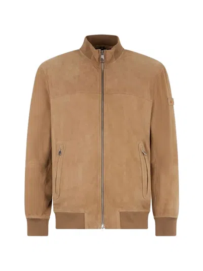 Peuterey Sands Zip-up Suede Jacket In Brown