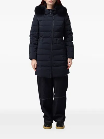 Peuterey Seriola Quilted Shearling-trim Parka In Blue