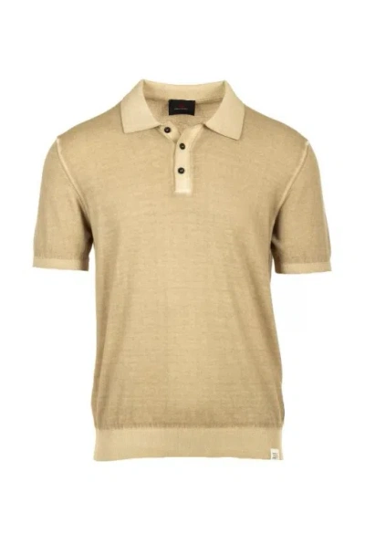 Peuterey Shaved Crepe Cotton Tricot Polo Shirt In Brown