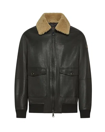 Peuterey Shearling Collar Bomber Jacket In Green