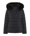 Peuterey Short Hooded Down Jacket With Fur In Black