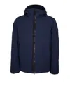 Peuterey Short Jacket In Stretch Polyester Canvas Bonded To Jersey In Blue