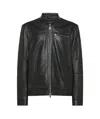 Peuterey Short Slim-fit Biker Jacket In Soft Leather In Black