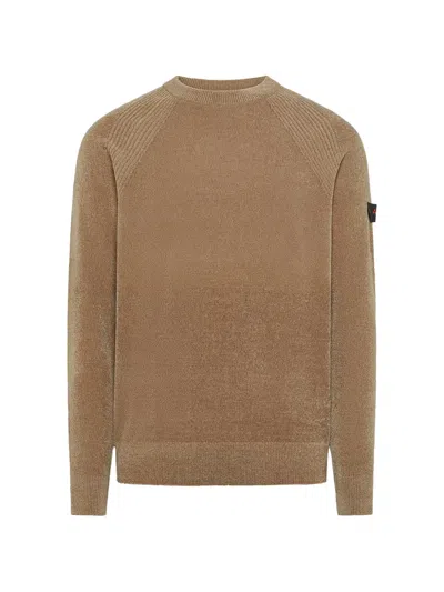 Peuterey Sironi 01 Ribbed-knit Raglan-sleeve Sweater In Brown