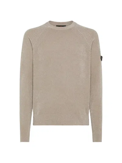 Peuterey Sironi 01 Ribbed-panel Logo-patch Sweater In Multi