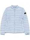 Peuterey Quilted Silver Jacket With Stand-up Collar In Sky Blue