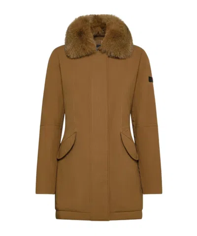Peuterey Slim Jacket With Fur In Brown