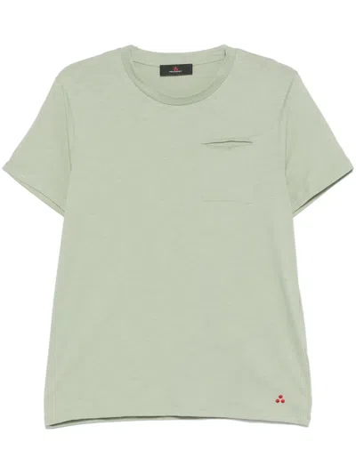 Peuterey Slub-textured Chest-pocket T-shirt In Green