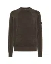 Peuterey Soft Chenille Knit Pullover With Ribbed Details In Brown