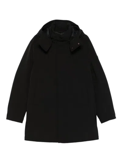 PEUTEREY SOPHISTICATED BLACK PARKA WITH HIGH COLLAR