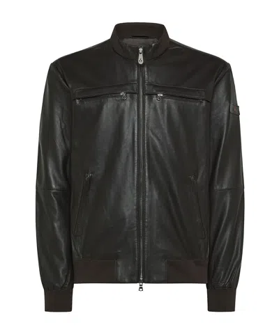 PEUTEREY STAND-COLLAR LEATHER JACKET