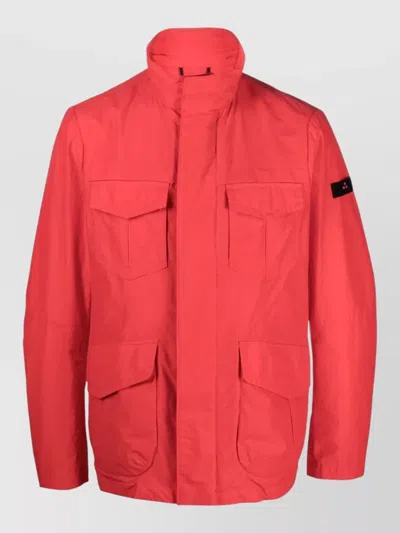 Peuterey Stand Up Collar Cotton Blend Jacket In Red