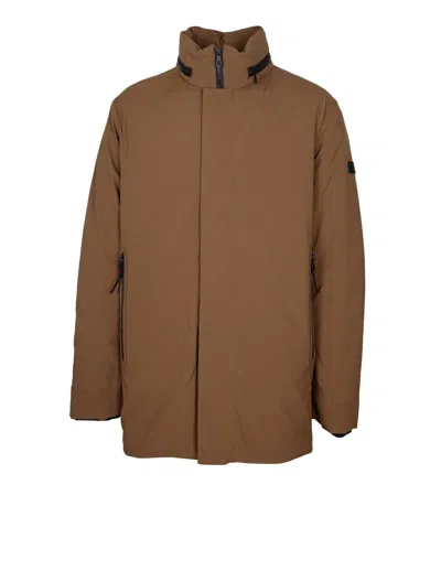 Peuterey Stretch Polyester Canvas Jacket In Brown