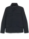 Peuterey Layered Technical Jersey Jacket With Concealed Hood In Blue