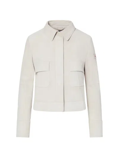 Peuterey Suede Chest-pocket Jacket In White