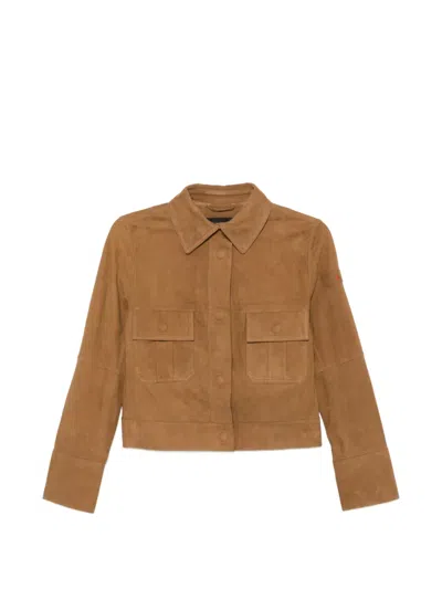 Peuterey Suede Jacket In Brown