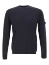 Peuterey Solid Blue Sweater With Round Neckline In Black