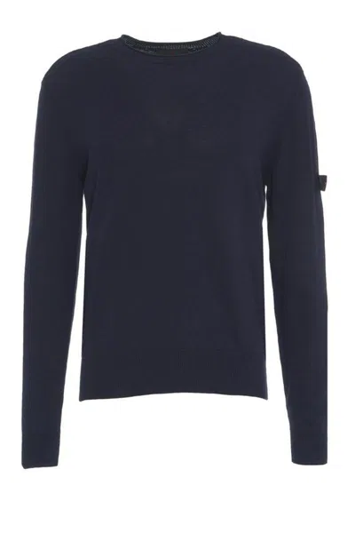 Peuterey Multicolor Knitwear With Classic Crew Neck In Blue