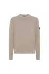 Peuterey Plush Crewneck Knit Sweater With Ribbed Detailing In Neutral