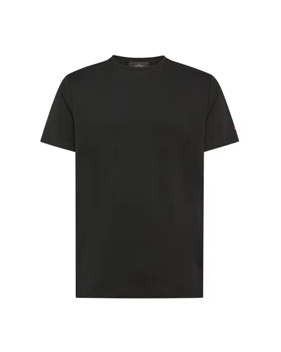 Peuterey T-shirt Nera In Piquet Stretch In Black