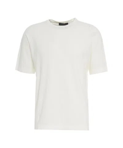Peuterey T-shirt With Ribbed Collar And Side Slits In White