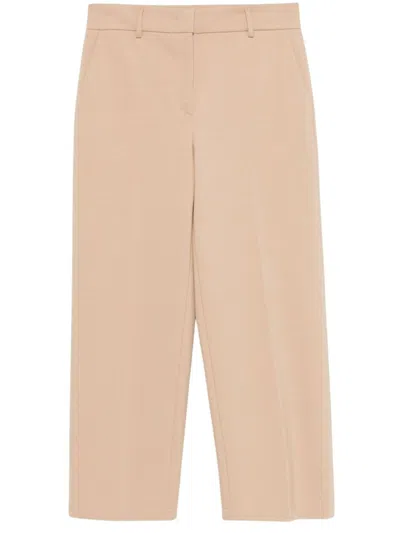 Peuterey Tailored Wide-leg Beige Trousers With Clean Waistband