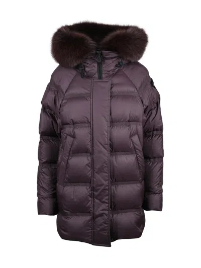 Peuterey Takan Mq Down Jacket With Fur Trim And Quilted Design In Black