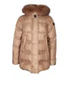 Peuterey Takan Quilted Jacket Mqn 04 Fur In Tobacco Color In Brown