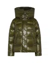 Peuterey Puffer-style Quilted Coat With High Collar And Cropped Fit In Green