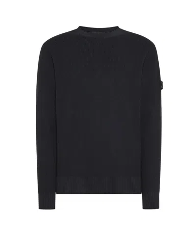PEUTEREY TEXTURED BLACK TRICOT SWEATER WITH CREWNECK