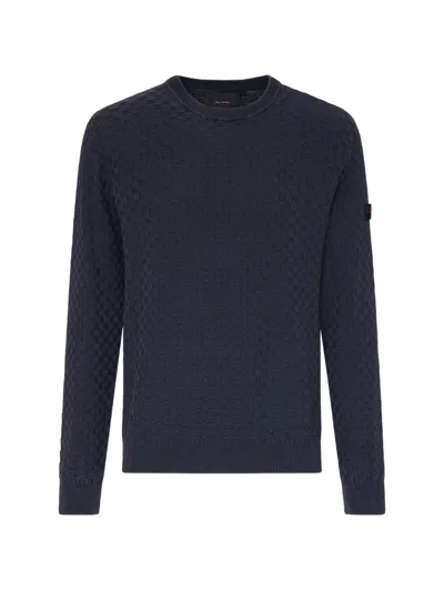 Peuterey Textured Crew-neck Sweater In Blue
