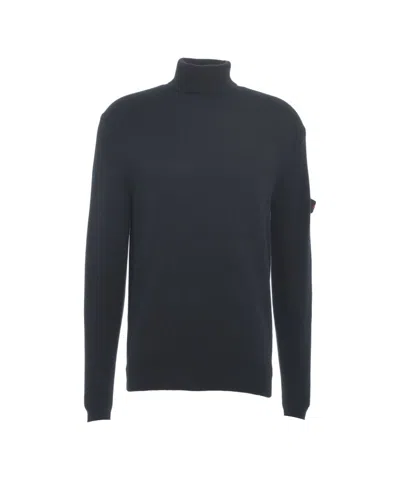 Peuterey Timeless Turtleneck Sweater With Logo Detail In Blue