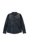 Peuterey Todd Buttoned Leather Jacket In Blue
