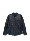 Peuterey Todd Leather Jacket Point Collar Chest Pocket In Blue