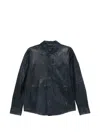 Peuterey Todd Leather Jacket Point Collar Chest Pocket In Blue