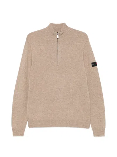 Peuterey Trebe Half-zip Logo-patch Sweater In Neutral